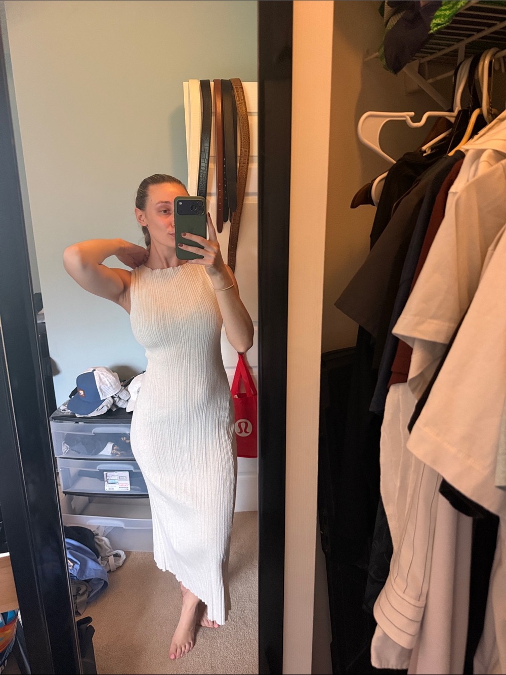 Sleeveless Ribbed Knit Maxi Dress - Ivory